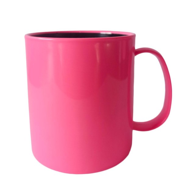 Caneca de Plástico Polímero 360ml Colorida com Interior Preto para Sublimação (ADP 140g) | Rosa Chiclete