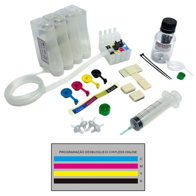 Bulk Ink para Epson XP-211 XP-214 | Vazio com Programação Chipless Key + Dispenser na Sulink
