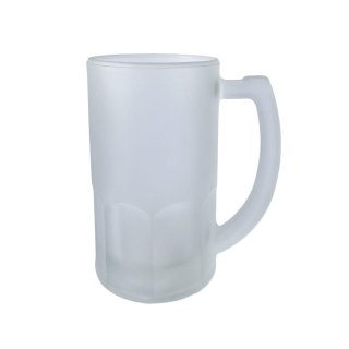 Caneca de Chopp de Vidro Jateado com Base Trabalhada 350ml para Sublimação | Fosco Externo na Sulink