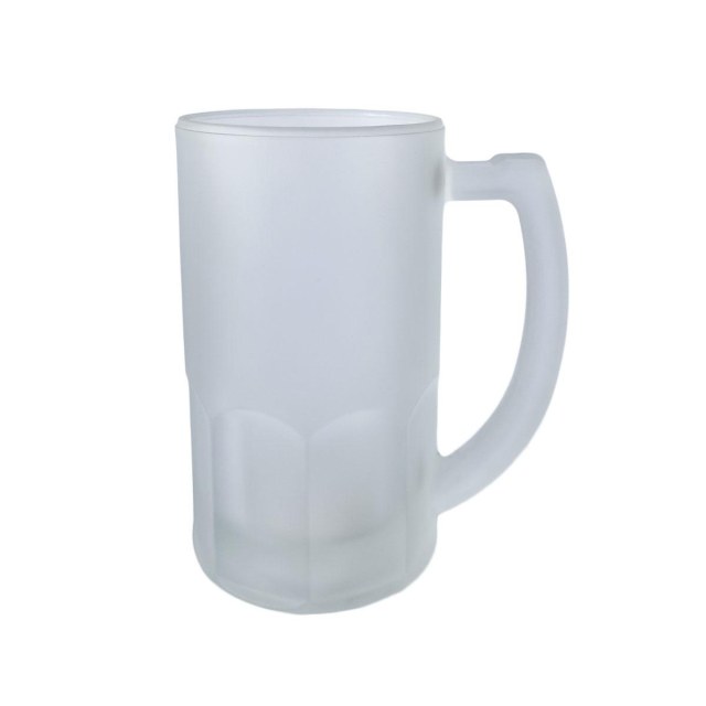 Caneca de Chopp de Vidro Jateado com Base Trabalhada 350ml para Sublimação | Fosco Externo
