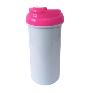 Squeeze de Plástico Polímero 550ml Branco com Tampa Colorida para Sublimação (ADP) | Rosa na Sulink