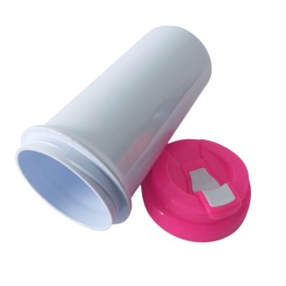 Squeeze de Plástico Polímero 550ml Branco com Tampa Colorida para Sublimação (ADP) | Rosa na Sulink
