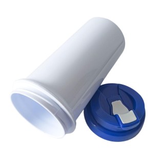 Squeeze de Plástico Polímero 550ml Branco com Tampa Colorida para Sublimação (ADP) | Azul Royal na Sulink