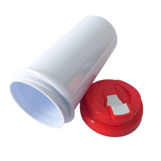 Squeeze de Plástico Polímero 550ml Branco com Tampa Colorida para Sublimação (ADP) | Vermelha na Sulink
