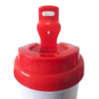 Squeeze de Plástico Polímero 550ml Branco com Tampa Colorida para Sublimação (ADP) | Vermelha na Sulink