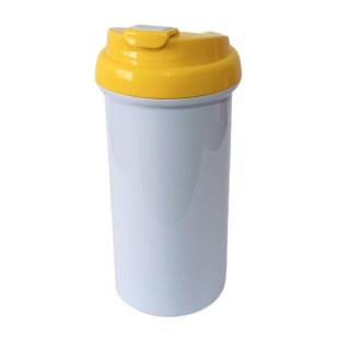 Squeeze de Plástico Polímero 550ml Branco com Tampa Colorida para Sublimação (ADP) | Amarela na Sulink