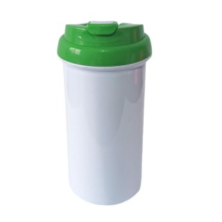 Squeeze de Plástico Polímero 550ml Branco com Tampa Colorida para Sublimação (ADP) | Verde Bandeira na Sulink