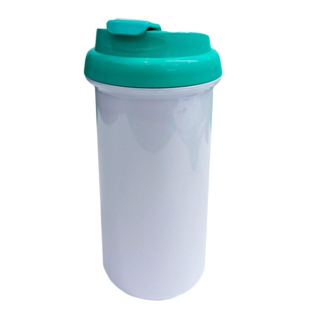 Squeeze de Plástico Polímero 550ml Branco com Tampa Colorida para Sublimação (ADP) | Verde Tiffany