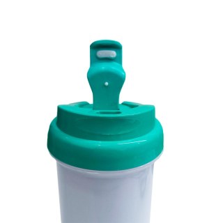 Squeeze de Plástico Polímero 550ml Branco com Tampa Colorida para Sublimação (ADP) | Verde Tiffany na Sulink