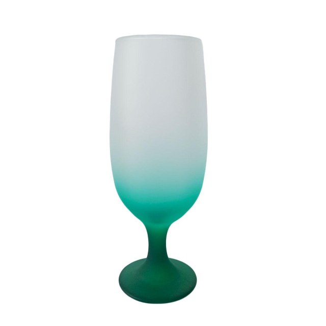 Taça Floripa de Vidro Jateado 300ml para Sublimação - Fosco Externo | Degradê Verde