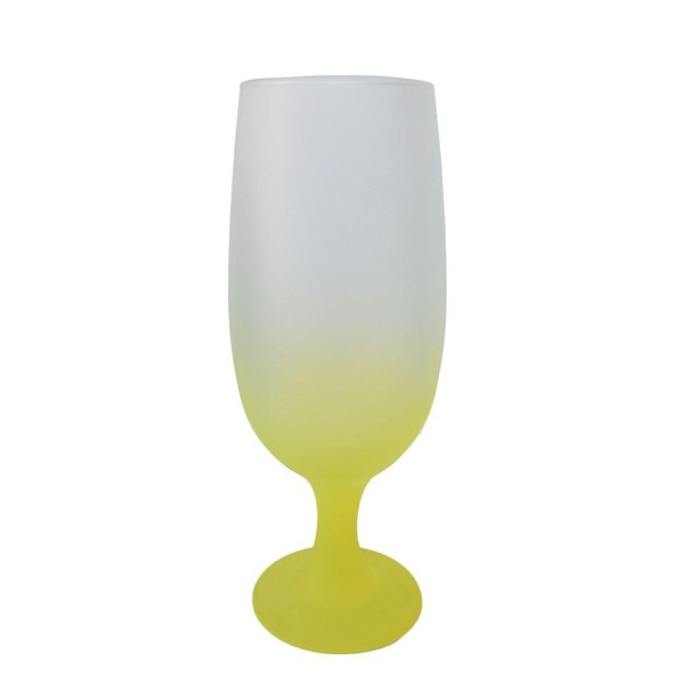 Taça Floripa de Vidro Jateado 300ml para Sublimação - Fosco Externo | Degradê Amarela
