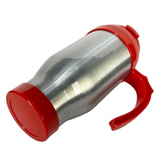 Caneca Térmica 450ml de Alumínio Prata para Sublimação | Tampa/Alça/Base: Vermelha na Sulink