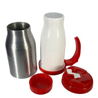 Caneca Térmica 450ml de Alumínio Prata para Sublimação | Tampa/Alça/Base: Vermelha na Sulink