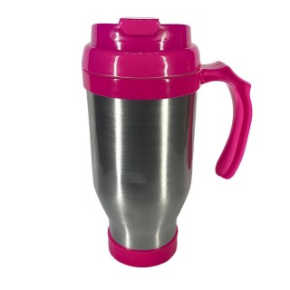 Caneca Térmica 450ml de Alumínio Prata para Sublimação | Tampa/Alça/Base: Rosa na Sulink