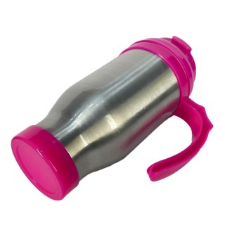 Caneca Térmica 450ml de Alumínio Prata para Sublimação | Tampa/Alça/Base: Rosa na Sulink
