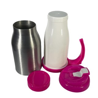 Caneca Térmica 450ml de Alumínio Prata para Sublimação | Tampa/Alça/Base: Rosa na Sulink