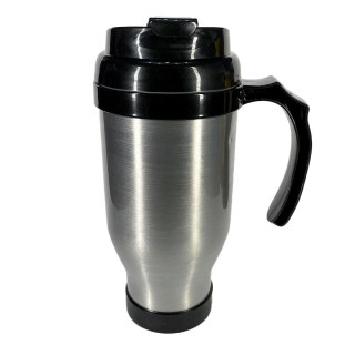 Caneca Térmica 450ml de Alumínio Prata para Sublimação | Tampa/Alça/Base: Preta na Sulink