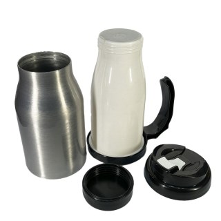 Caneca Térmica 450ml de Alumínio Prata para Sublimação | Tampa/Alça/Base: Preta na Sulink
