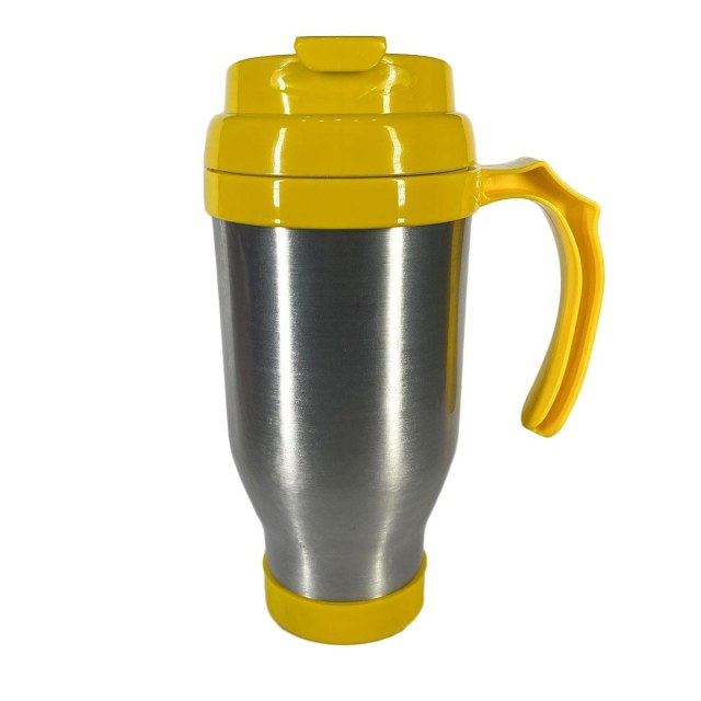 Caneca Térmica 450ml de Alumínio Prata para Sublimação | Tampa/Alça/Base: Amarela