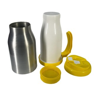 Caneca Térmica 450ml de Alumínio Prata para Sublimação | Tampa/Alça/Base: Amarela na Sulink