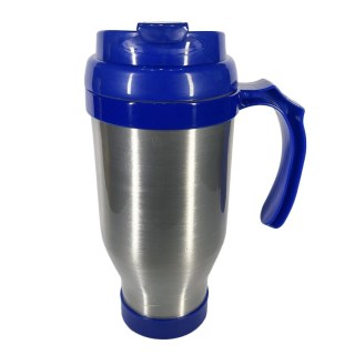 Caneca Térmica 450ml de Alumínio Prata para Sublimação | Tampa/Alça/Base: Azul Royal na Sulink