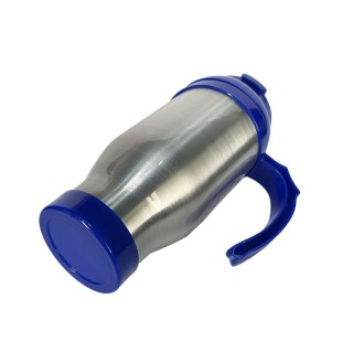 Caneca Térmica 450ml de Alumínio Prata para Sublimação | Tampa/Alça/Base: Azul Royal na Sulink