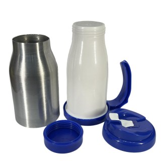 Caneca Térmica 450ml de Alumínio Prata para Sublimação | Tampa/Alça/Base: Azul Royal na Sulink