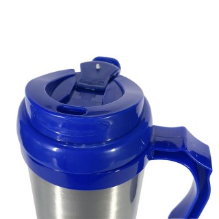 Caneca Térmica 450ml de Alumínio Prata para Sublimação | Tampa/Alça/Base: Azul Royal na Sulink