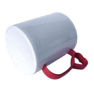 Caneca de Plástico Polímero 360ml Branca com Interior e Alça Coraçãozinho Colorido para Sublimação (ADP) | Vermelha na Sulink