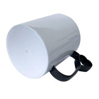 Caneca de Plástico Polímero 360ml Branca com Interior e Alça Coraçãozinho Colorido para Sublimação (ADP) | Preta na Sulink