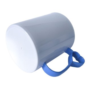 Caneca de Plástico Polímero 360ml Branca com Interior e Alça Coraçãozinho Colorido para Sublimação (ADP) | Azul Royal na Sulink