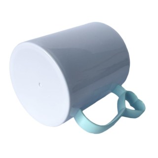 Caneca de Plástico Polímero 360ml Branca com Interior e Alça Coraçãozinho Colorido para Sublimação (ADP) | Azul Turquesa na Sulink