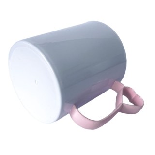 Caneca de Plástico Polímero 360ml Branca com Interior e Alça Coraçãozinho Colorido para Sublimação (ADP) | Rosa BB na Sulink