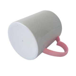 Caneca de Plástico Polímero 360ml Branca com Interior e Alça Coração Colorido para Sublimação (ADP) | Rosa BB na Sulink