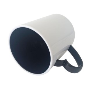 Caneca de Plástico Polímero 360ml Branca com Interior e Alça Coração Colorido para Sublimação (ADP) | Preta na Sulink