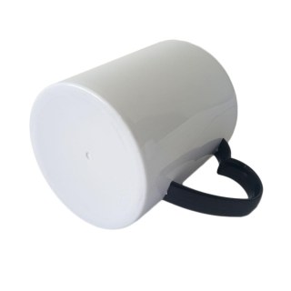 Caneca de Plástico Polímero 360ml Branca com Interior e Alça Coração Colorido para Sublimação (ADP) | Preta na Sulink