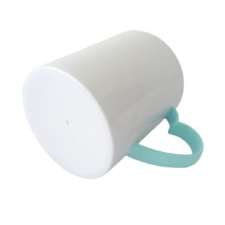 Caneca de Plástico Polímero 360ml Branca com Interior e Alça Coração Colorido para Sublimação (ADP) | Azul Turquesa na Sulink