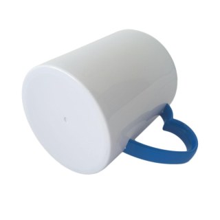 Caneca de Plástico Polímero 360ml Branca com Interior e Alça Coração Colorido para Sublimação (ADP) | Azul Royal na Sulink