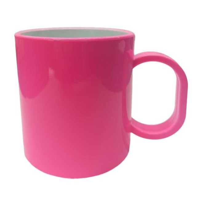 Caneca de Plástico Polímero para Sublimação Linha Color | Rosa Neon