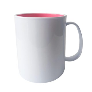 Caneca de Plástico Polímero 360ml Branca com Interior Colorido para Sublimação (ADP) | Rosa Chiclete na Sulink