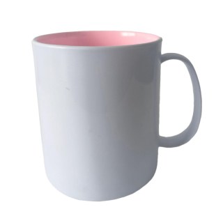 Caneca de Plástico Polímero 360ml Branca com Interior Colorido para Sublimação (ADP) | Rosa BB na Sulink