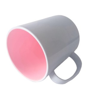 Caneca de Plástico Polímero 360ml Branca com Interior Colorido para Sublimação (ADP) | Rosa BB na Sulink