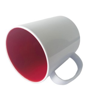 Caneca de Plástico Polímero 360ml Branca com Interior Colorido para Sublimação (ADP) | Vermelha na Sulink