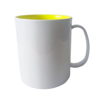 Caneca de Plástico Polímero 360ml Branca com Interior Colorido para Sublimação (ADP) | Amarelo Neon na Sulink