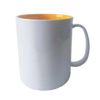Caneca de Plástico Polímero 360ml Branca com Interior Colorido para Sublimação (ADP) | Amarelo Ovo na Sulink