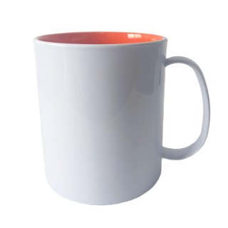 Caneca de Plástico Polímero 360ml Branca com Interior Colorido para Sublimação (ADP) | Laranja na Sulink
