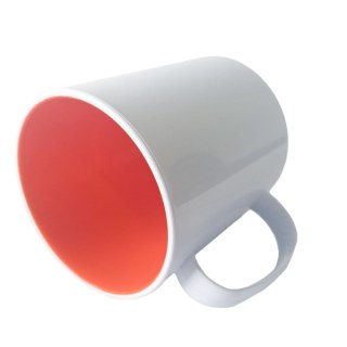 Caneca de Plástico Polímero 360ml Branca com Interior Colorido para Sublimação (ADP) | Laranja na Sulink