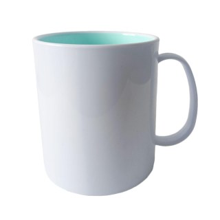 Caneca de Plástico Polímero 360ml Branca com Interior Colorido para Sublimação (ADP) | Azul Turquesa na Sulink