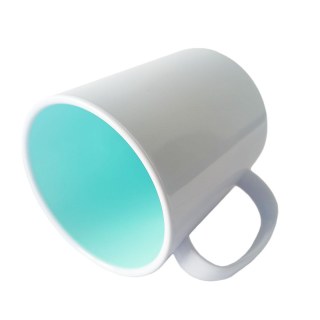 Caneca de Plástico Polímero 360ml Branca com Interior Colorido para Sublimação (ADP) | Azul Turquesa na Sulink