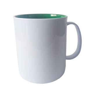 Caneca de Plástico Polímero 360ml Branca com Interior Colorido para Sublimação (ADP) | Verde Bandeira na Sulink